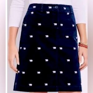 Talbots polar bear velvet navy skirt